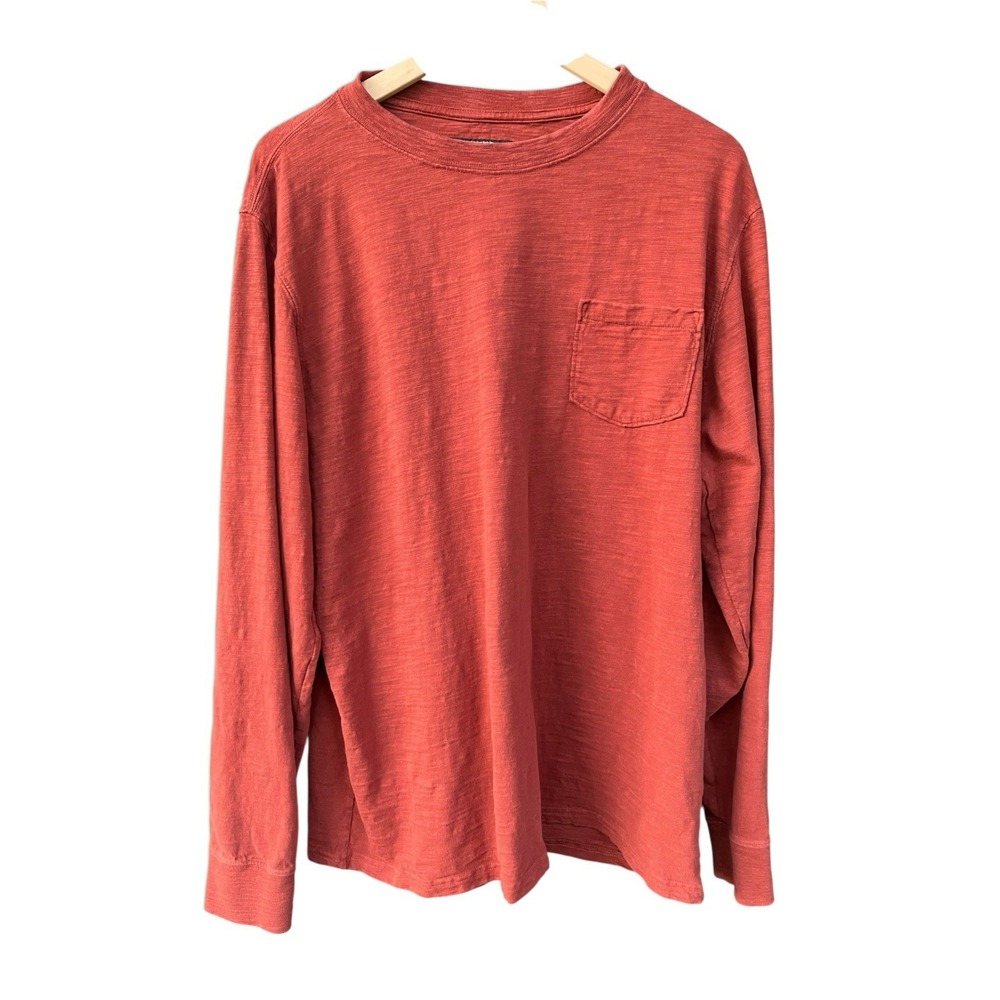 J. Peterman Mens XXL Long Sleeve Pocket T-Shirt Peruvian Slub Cotton Rust 6608